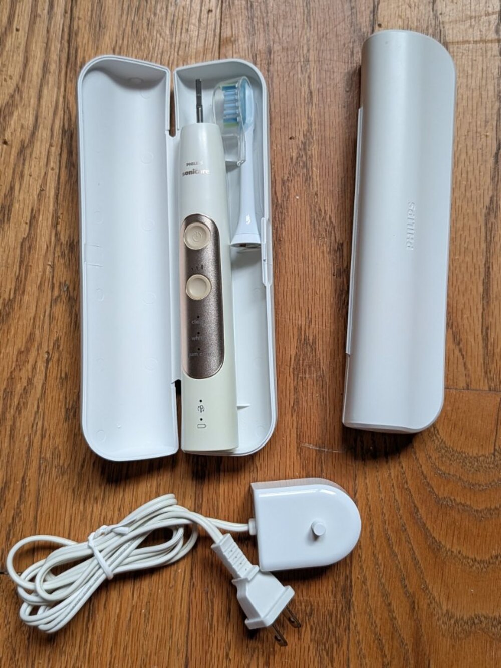 Philips Sonicare HX751G Electric Toothbrush Set - Gold/White + New C3 Head, Case - Picture 3 of 12